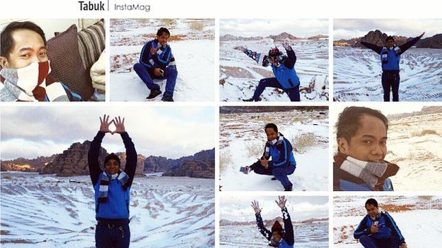 Саудиты обрадовались снегу.