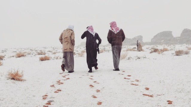 Саудиты обрадовались снегу.