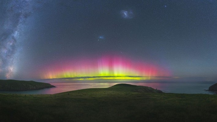 Полярне сяйво, яке видно з Південних бухт поблизу Крайстчерч, Нова Зеландія Фото: Paul Wilson/National Maritime Museum