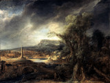 Рембрандт "Ландшафт с обелиском"