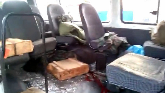 Автомобиль Госпогранслужбы Украины, обстрелянный боевиками из РФ