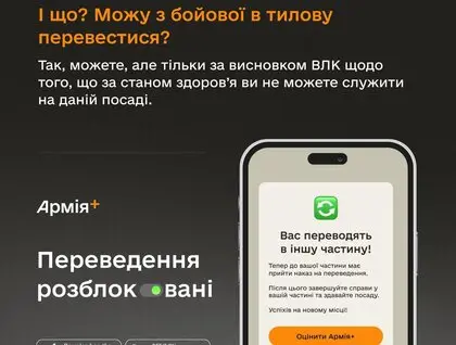 В «Армія+» запрацювала функція зміни місця служби – Міноборони